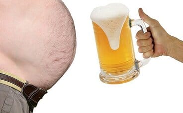 Een veel te dik door veel bier drinken